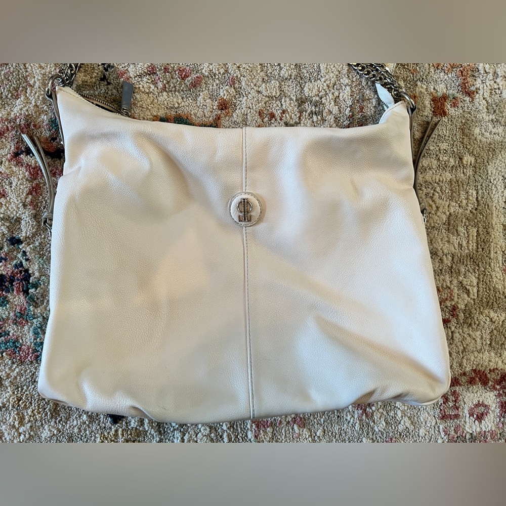 Jennifer Lopez JLO White Hobo Shoulder Bag Faux Leather Purse Y2K Style - Picture 7 of 15